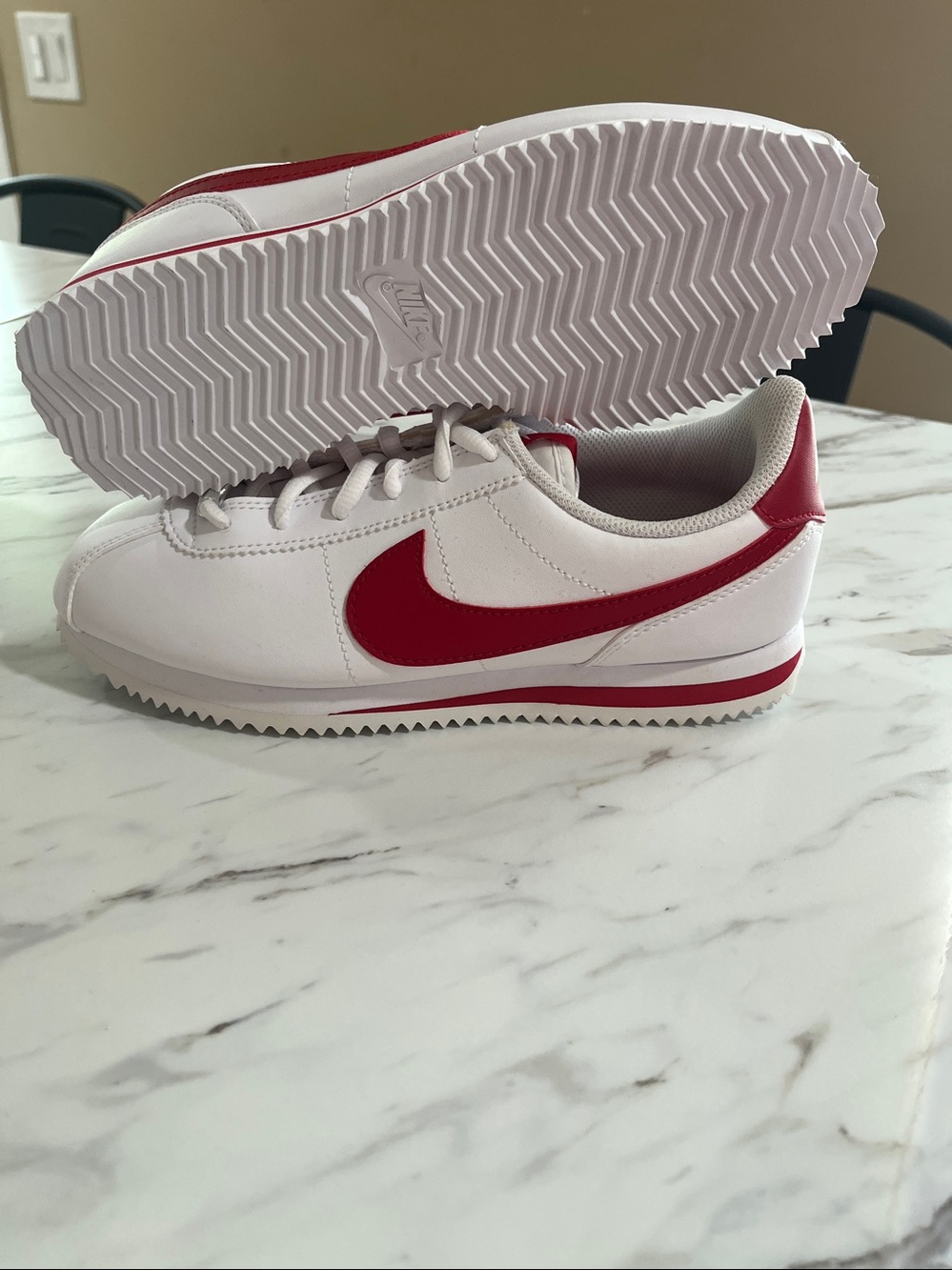 Nike Cortez Leather Sneakers - White/Red - Picture 3 of 5